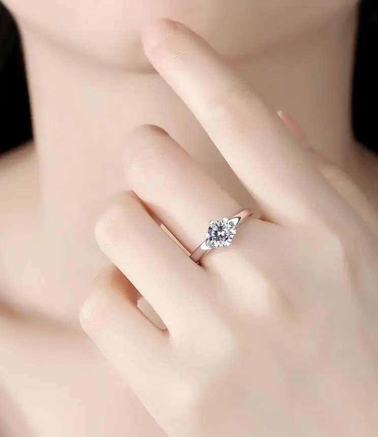 6,5 CZ каменные Сердца и стрелы ограненные пасьянс кольцо Классические обручальные Твердые 925 стерлингового серебра предложение кольцо подарок для влюбленных