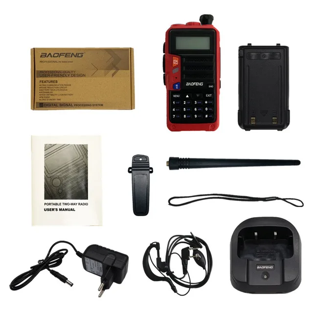 Red With Box Обновленная рация Baofeng UV-5R UV 5R Pro 8 Вт высокомощный CB Ham радио двухдиапазонный УКВ двухстороннее радио UV-5R 10 км Comunicador - Цвет: Red With Box