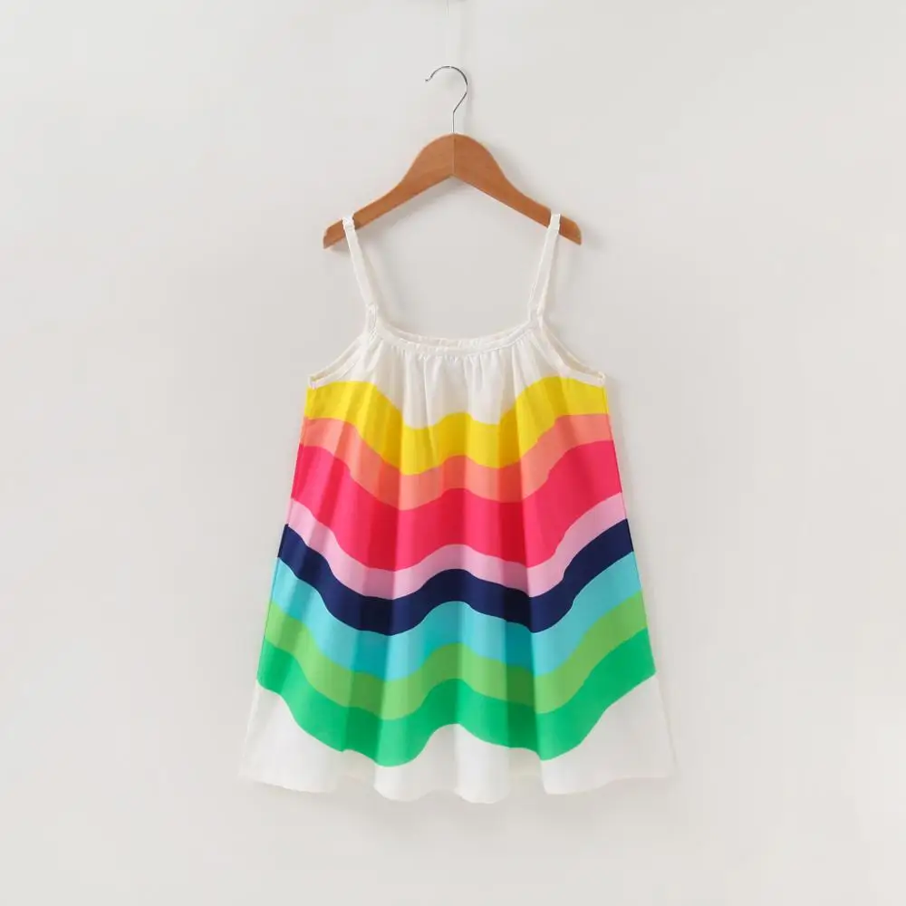 Summer New Girls Dresses Rainbow Sleeveless Princess Dress Baby Girl Christmas Clothes Kids Casual Beach Knee-Length 2020 | Детская