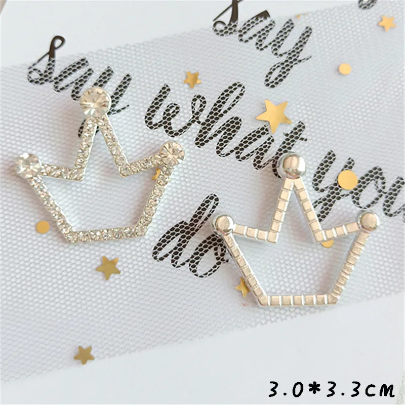 

10pcs/lot Silver Crown Rhinestone Buttons Crystal Girls' Crown Headwear Children DIY Jewelry Accessories Wedding Decoration