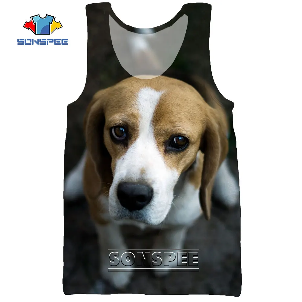 

SONSPEE 3D Print Animal Dog Beagles Summer Beach Men's Tank Tops Funny Casual Bodybuilding Gym Muscle Men Sleeveless Vest Shirt