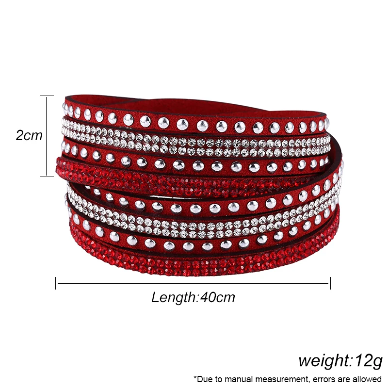 Кожаный браслет для женщин многослойный с кристаллами Браслет-манжета шармами