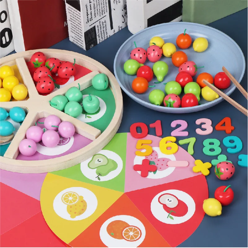 

Simulation Wooden Fruit Sorting Tray Game Toys Children Early Education Color Cognitive Mathematics Interactive Teaching Aids