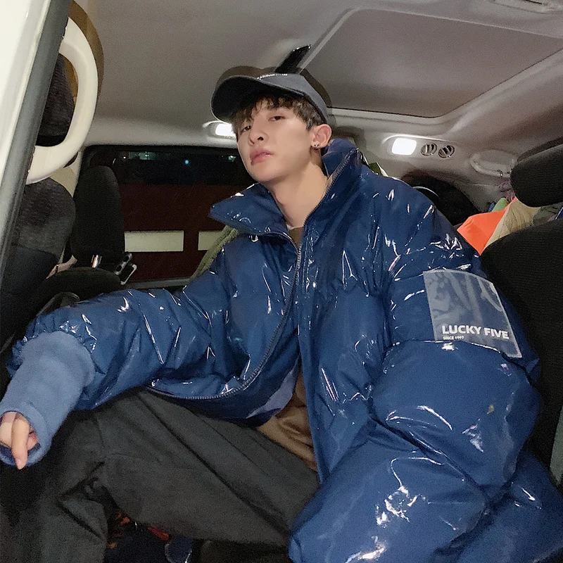 Liketkit 2019 зимнее пальто с пузырьками для мужчин и женщин однотонная Яркая кожаная