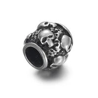 stainless steel european bead skull polished 4 5mm hole metal beads bracelet charms for diy jewelry making accessories