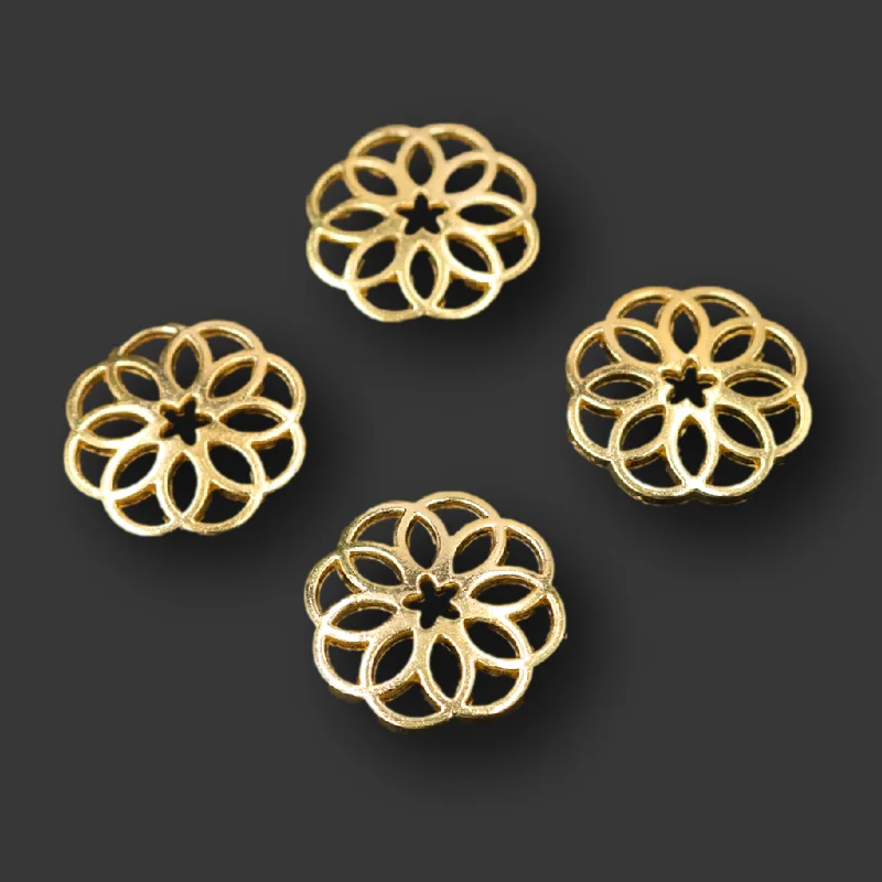 

10pcs Gold Plated Hollow Flower of Life Connector Earrings Bracelet Metal Accessories DIY Charm For Jewelry Crafts Making A315