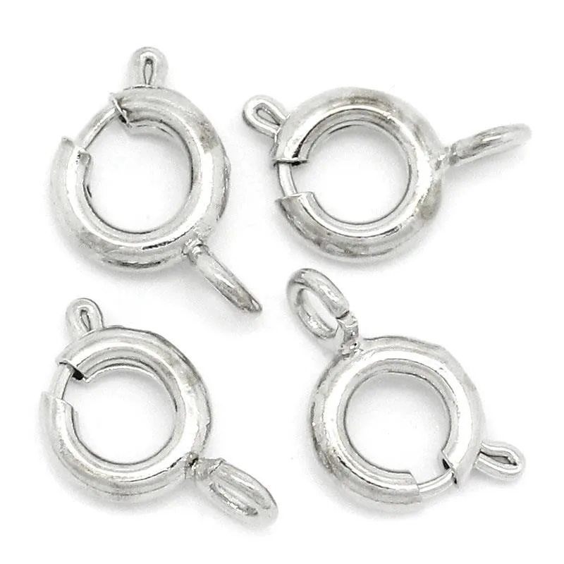 DoreenBeads медные Болты пружинные кольца застежка Круглый Серебряный цвет 7 мм (2/8