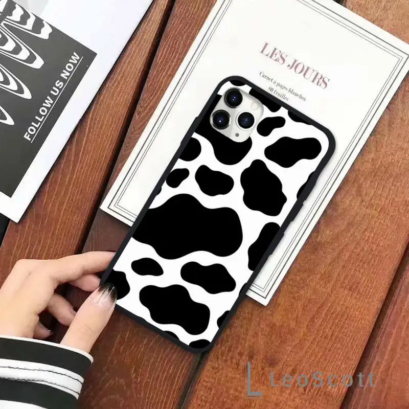 

Cow color Print Black White pattern Phone Case for iPhone 11 12 pro XS MAX 8 7 6 6S Plus X 5S SE 2020 XR Soft silicone