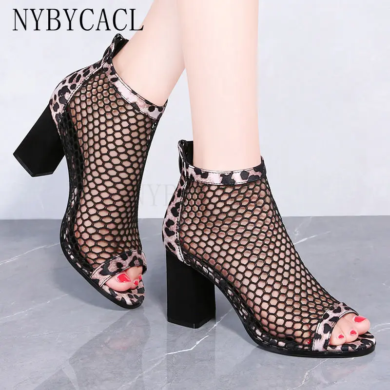 

Classic Black Air Mesh Sandal Boots Women Summer Boots Lady Breathable Shoes Woman Slides Ankle Boots