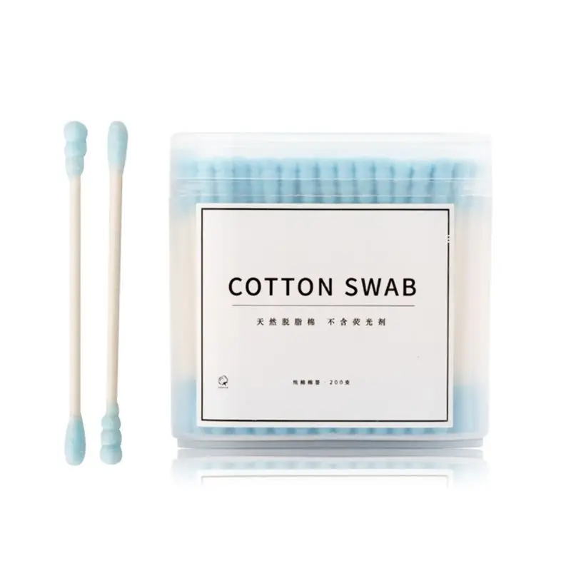 

200Pcs Absorbent Cotton Swabs Adult Kids Double Ended Sterile Paper Sticks Round Spiral Tip Ear Cleaning Buds Beauty Makeup Tool