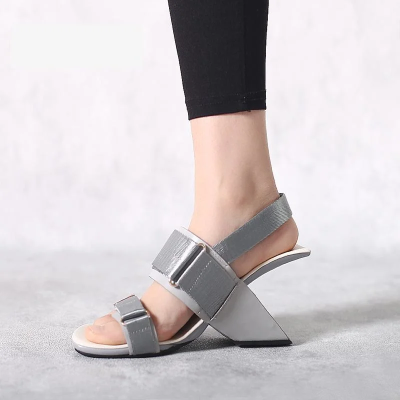 

Wedges Summer Velcro Slope Gladiator Sandals Women's Shoes Retro Fish Mouth High Heel Sandalias Femininas