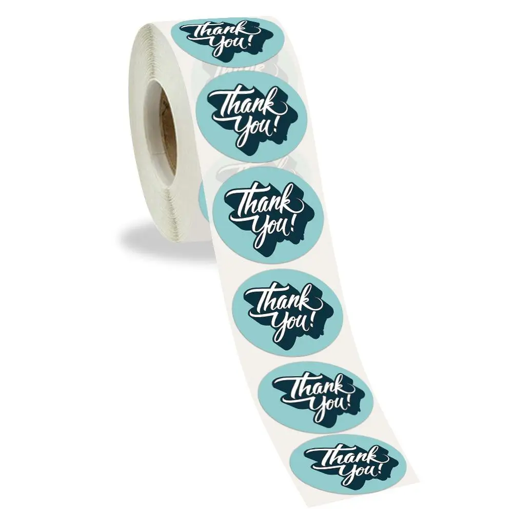 

Blue Color Thank You Sticker Label 1.5" Round 500Pcs Paper Stickersfor Appreciation, Wedding Favors, Birthdays, Baby Shower