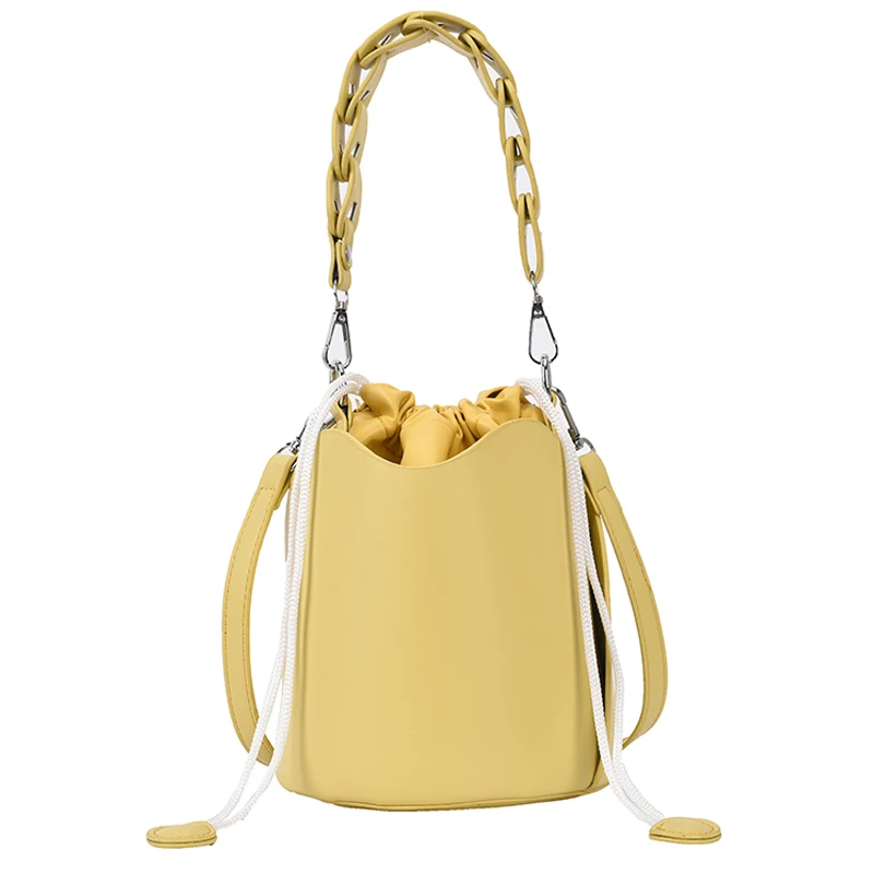

Weave Brand Design Mini Sweet PU Leather Bucket Crossbody Bags for Women 2021 Summer Luxury Trend Shoulder Handbags