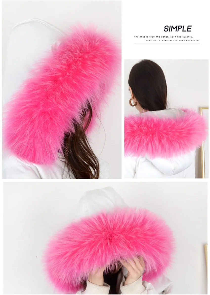 Winter Coat Female Neck Cap Long Warm Genuine Fur Scarf Big Size Neck scarf Fur Collar Real Raccoon Fur Women Scarves L44