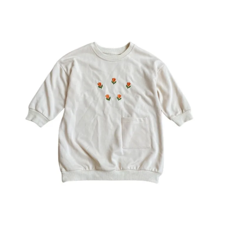 

Children Autumn New Clothes Baby Girls Korean Long Sleeve Loose Leisure Embroidered Dress