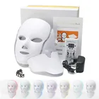 Светодиодная маска для лица, аппарат для фотонной терапии шеи, против акне, морщин, отбеливания кожи, 7 цветов
