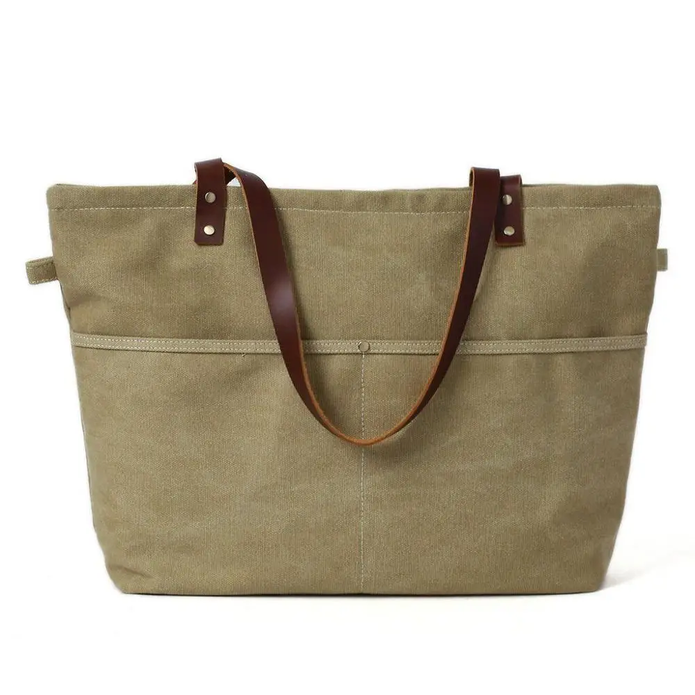 Оригинальная Холщовая Сумка ручной работы цвета хаки кожаная женская сумка