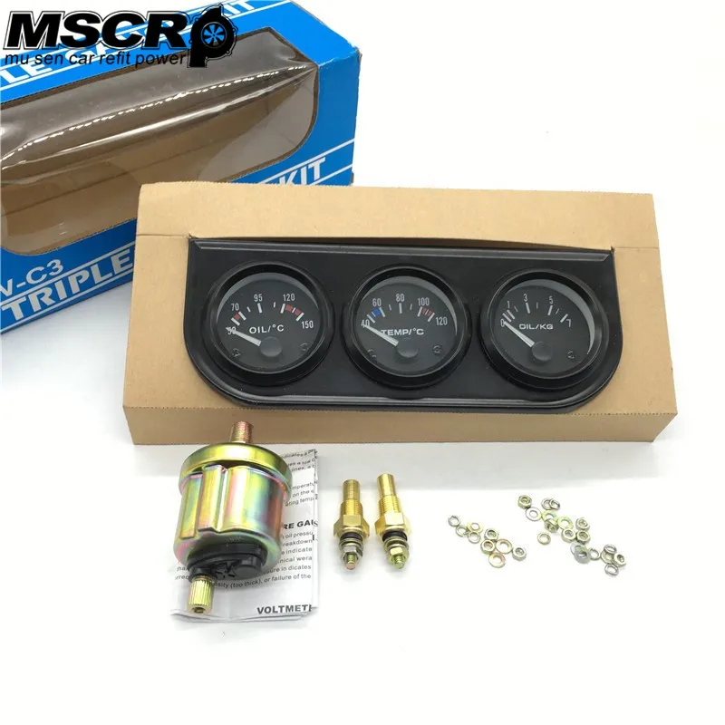 

52MM 3 In 1 Oil temp meter +water temp gauge +Oil Pressure Gauge Kit car meter/Triple tachometer