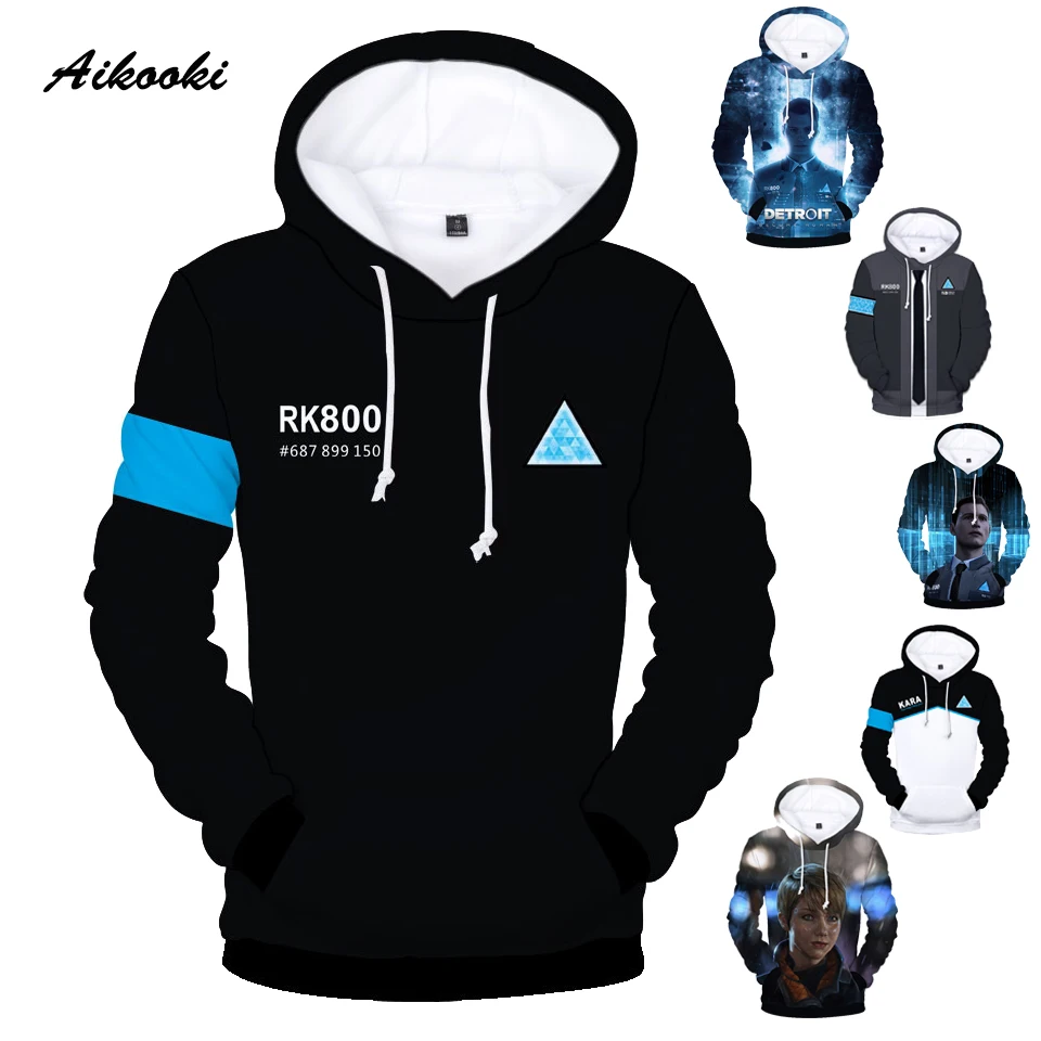 

Aikooki Hot Games Detroit Become Human 3D Print Hoodies Sweatshirts KARA RK800 Uniform Unisex Cool Hooded Loose Hoodie coat