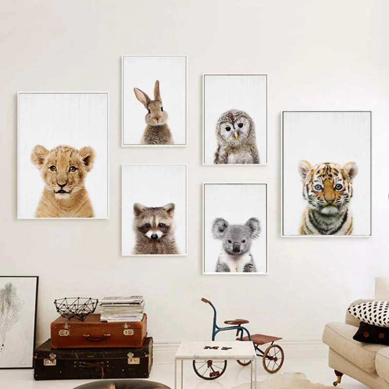 Детский Тигр Лев лесной животный настенная Картина на холсте постер с принтом