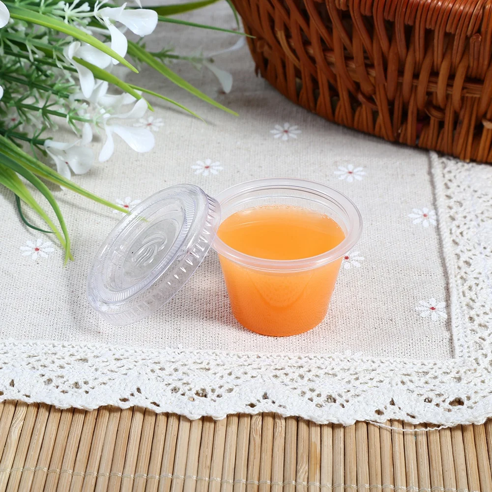 50 шт./компл. одноразовые соус чатни чашки коробки с крышкой Еда вынос пластиковые ящики для хранения Еда контейнер 1/2/3/4 унции