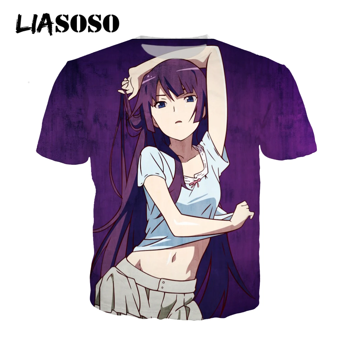 

LIASOSO 3D Print Unisex Japan Monogatari Anime Kawaii Girls Tshirt Cute T-shirt O-neck Pullover Harajuku Casual Short Sleeve