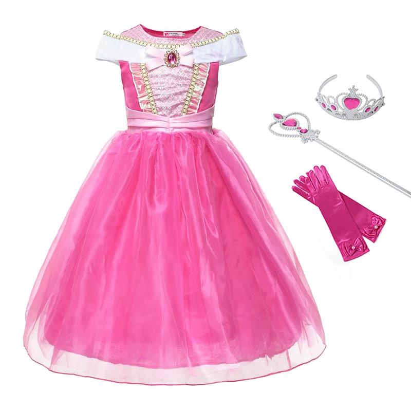 

Princess Cosplay Aurora Costume Sleeping Beauty Dress Children Party Fancy Ball Gown Kids Aurora Birthday Girls Halloween Dress