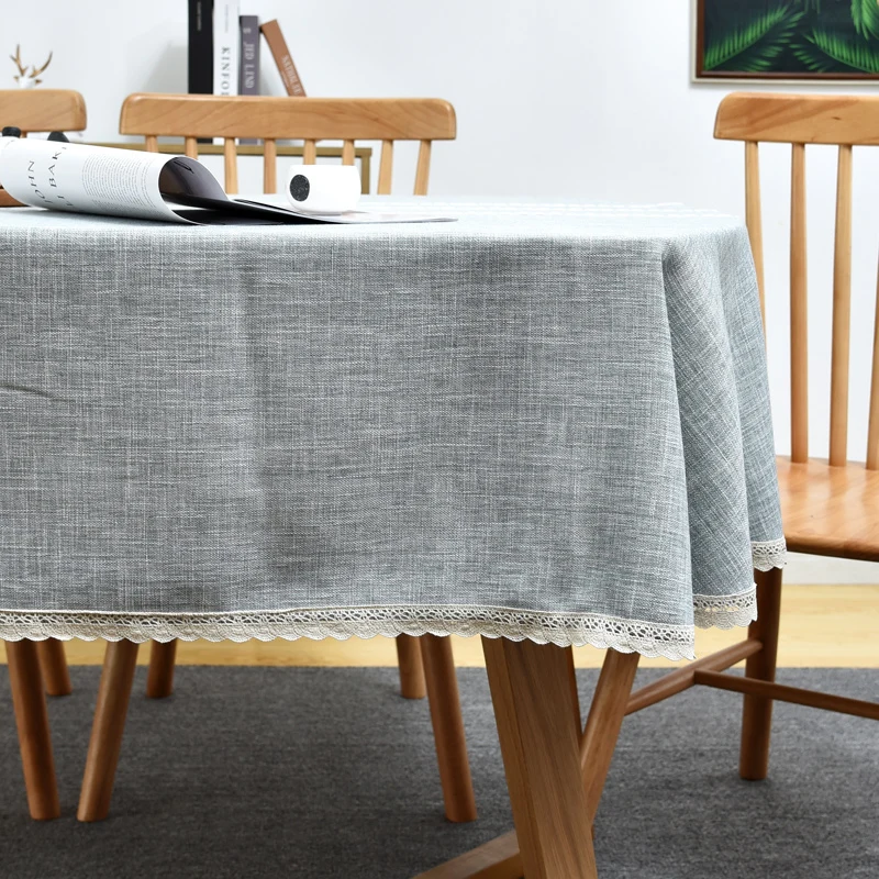 high quality luxury cotton Linen melange Table cloth lace selvage embroidery Thick hotel Wedding Dining oval Cloth Cover | Дом и сад