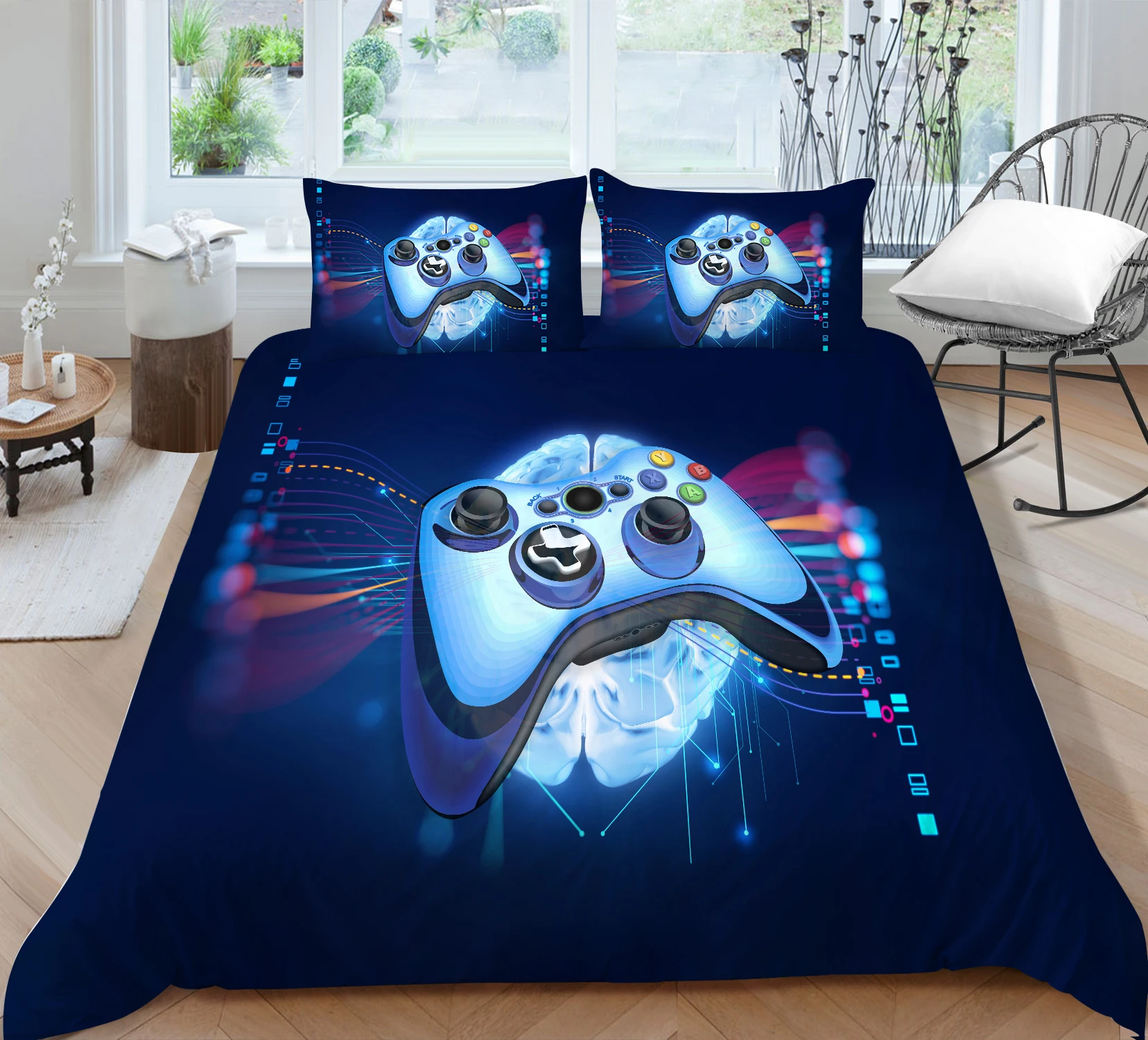 

3D Brain and Gamepad Printing Bedding set Quilt cover with pillowcases All sizes Home Textiles 2/3 pieces Home Textiles