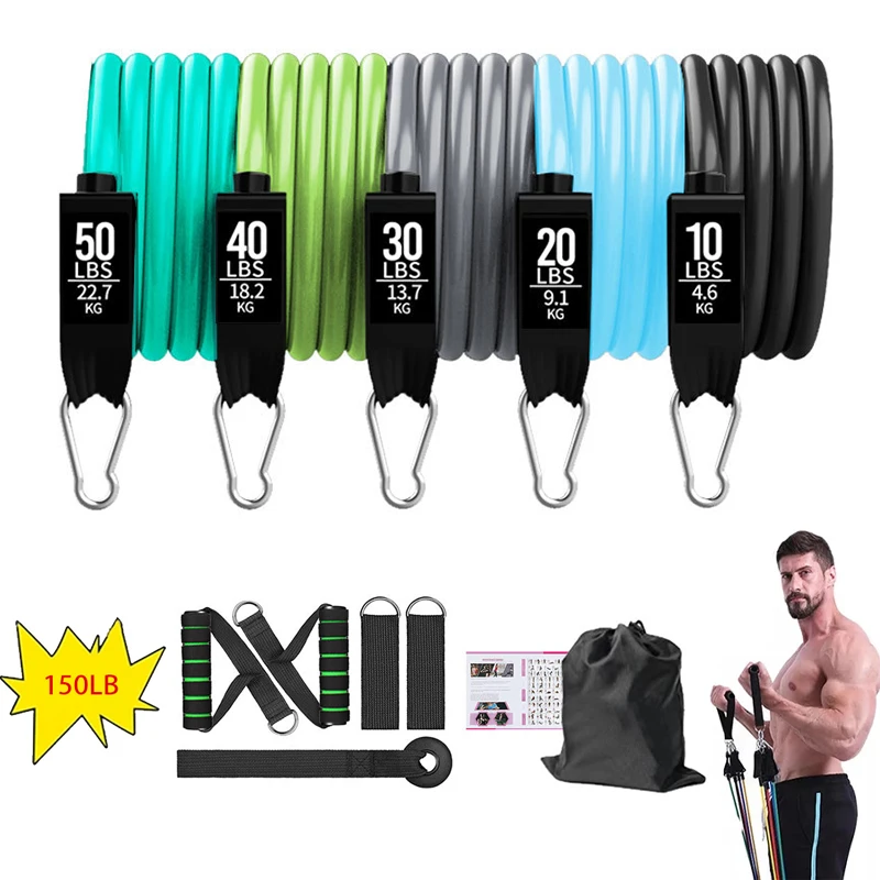 

11pcs Resistance Bands Set Fitness Sport Rubber Elastic Band Training Exercise Yoga Pull Rope Strength Training Gym Equipment