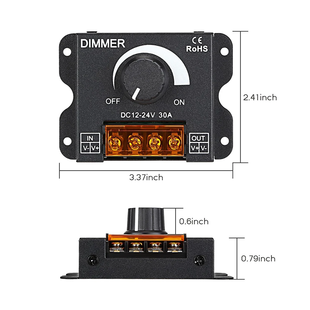 12V LED диммер DC24V 30A переключатель Яркость Регулируемый контроллер один Цвет