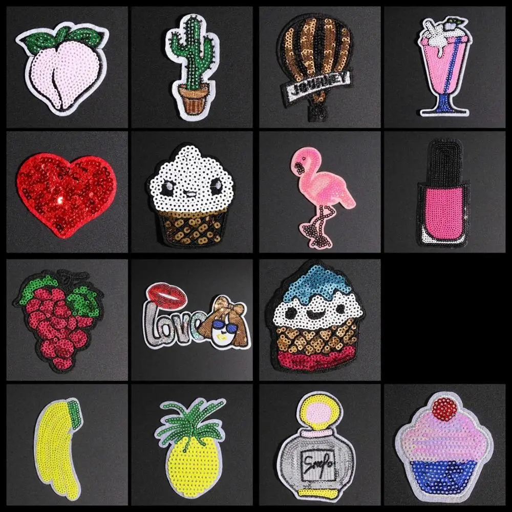 Тонкая блестками фрукты патчи железные сандалии без застежки с бантом наклейка