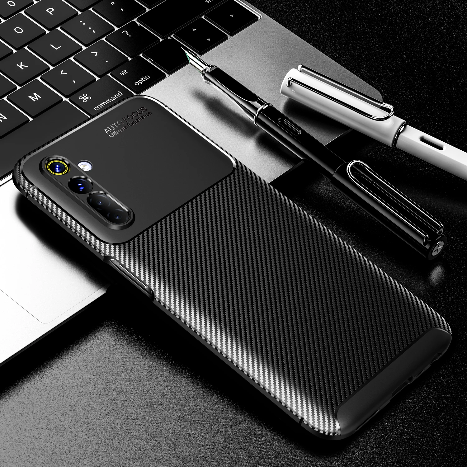 Роскошный чехол для Oppo Realme 6 Pro C3 XT Find X2 Reno 3 2Z 2F Ace 2 Углеволокно мягкий резиновый