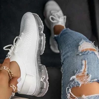women mesh air cushion sneakers white platform knitted vulcanized running sports shoes lightweight breathable 2021 summer autumn
