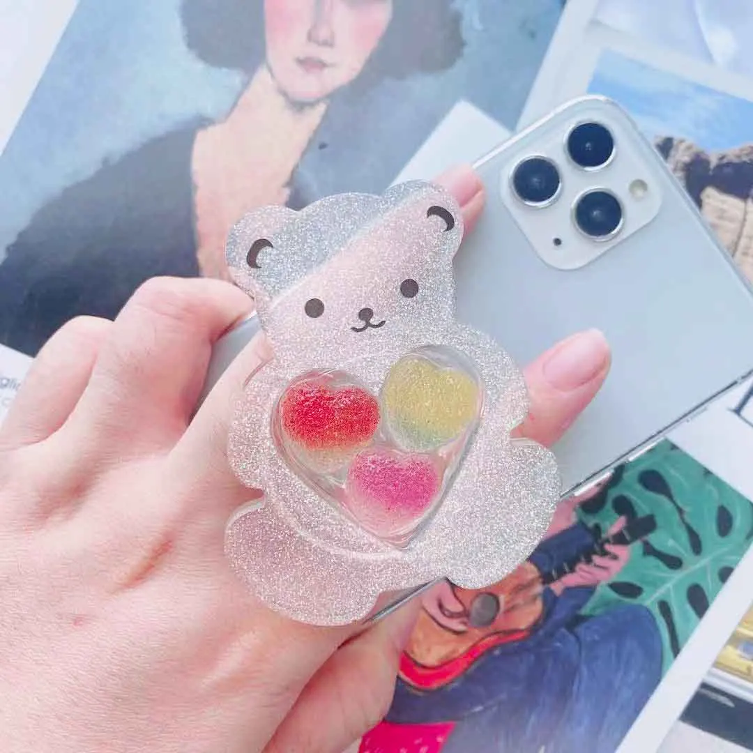 

Beautiful Cute Bear Shape Cellphone Accessories Foldable Airbag Tablet Stand Mobile Holder Popular Phone Socket Griptok
