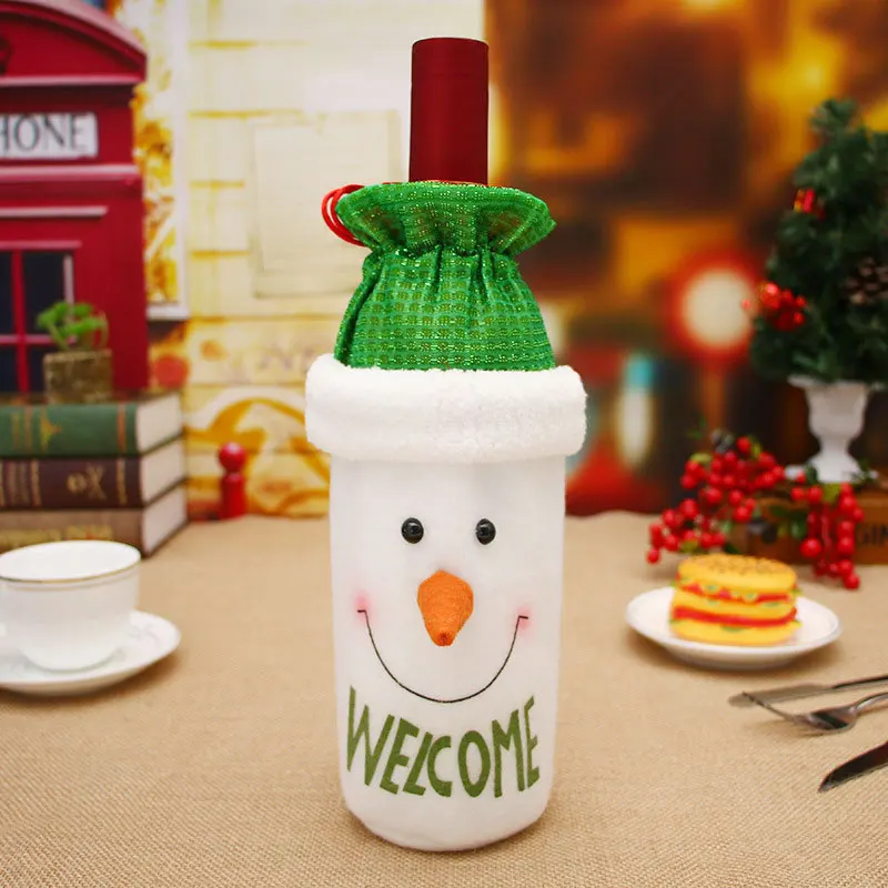snowman Новогодняя Рождественская бутылка вина, пылезащитный чехол, подарок Санта-Клауса, рождественские украшения для дома, декор для обеденного стола - Цвет: snowman