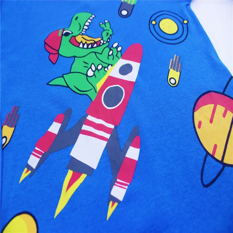 Jumping Meters New Arrival Cotton Children's Pyjamas Cartoon Rockets Space Boys Girls Autumn Winter Sleepwear 2 pcs Home Set | Детская