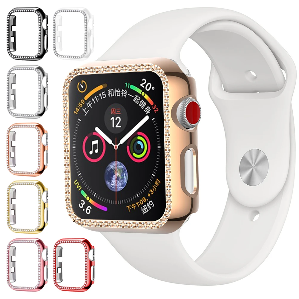

Diamond case cover For Apple watch band 6 5 4 3 2 1 SE case cover 44mm 40mm 42mm 38mm iwatch band Crystal protective bumper