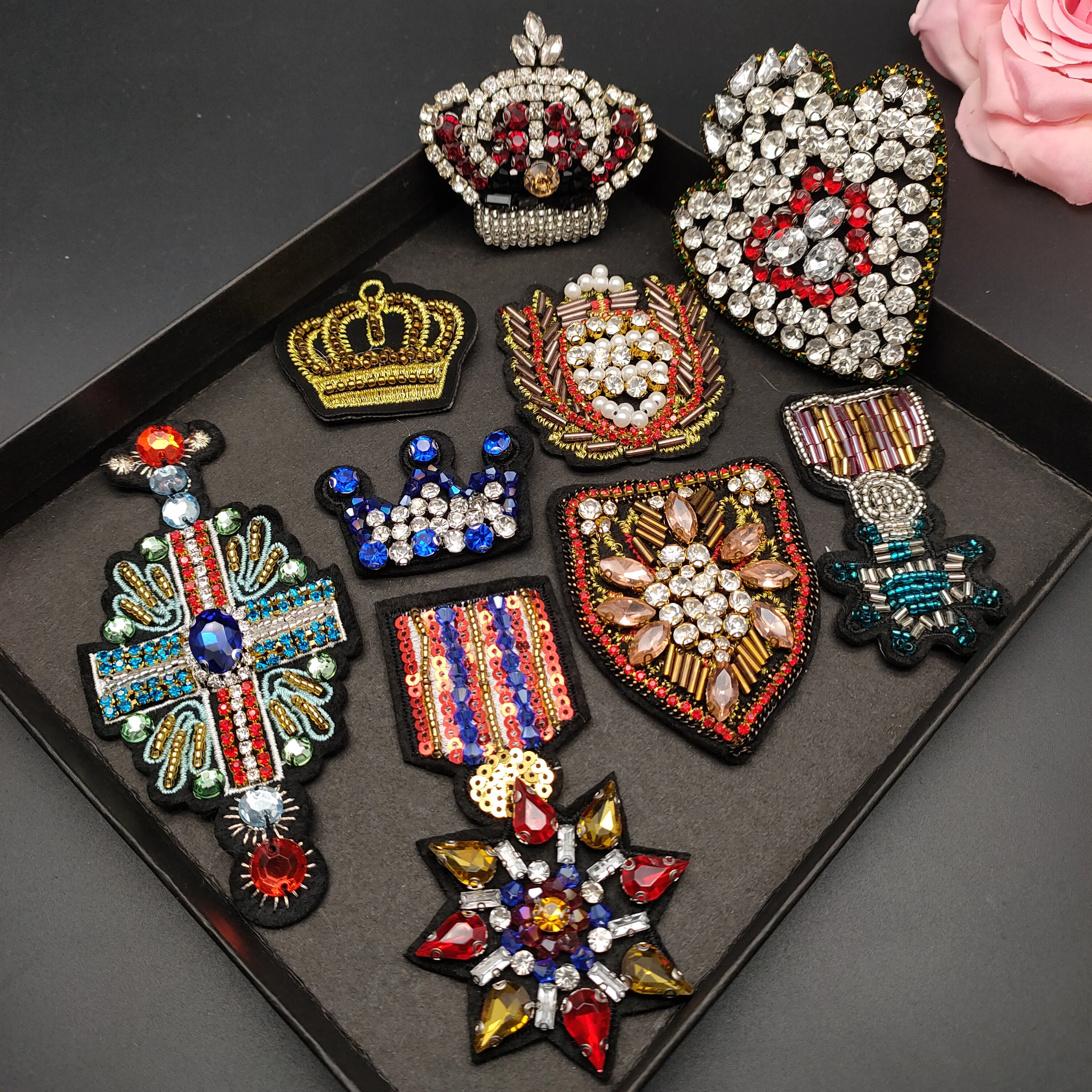 3D Ручная работа искусственная вышивка Хрустальная нашивка аппликация для