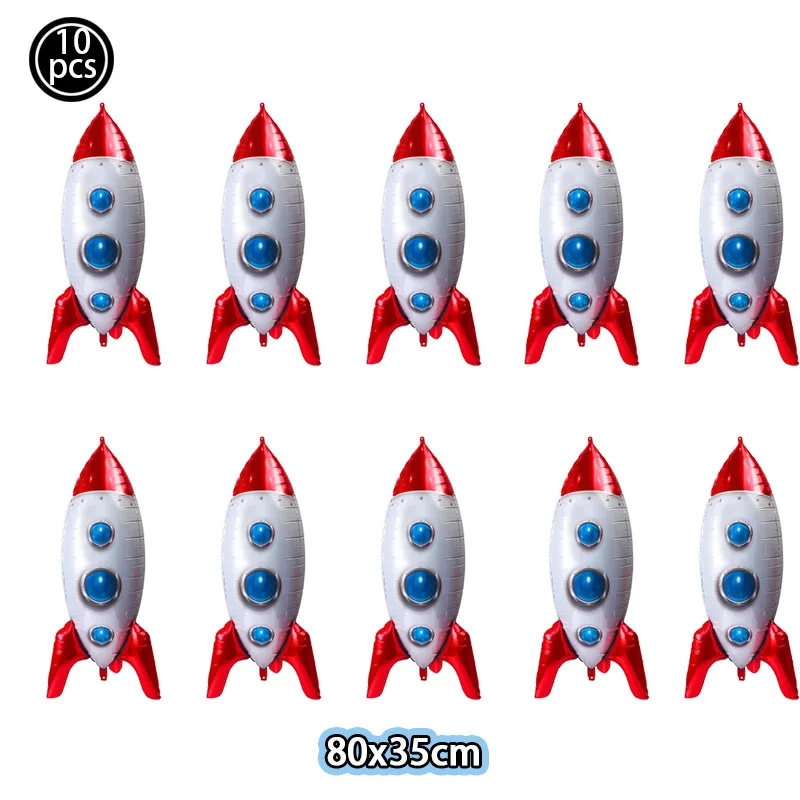 

10pcs Oversized 3D Rocket Balloons Astronaut Foil balloon Spaceship Ballons For Boy Kids Outer Space Birthday Party Decorations