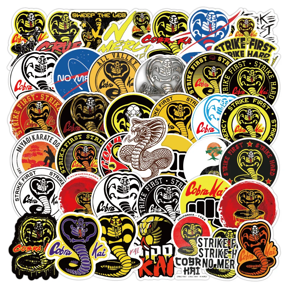 

50 Pcs Cool Snake Cobra Kai Personality Graffiti Stickers DIY Luggage Bike Skateboard Fridge Guitar Scrapbook Waterproof Sticker