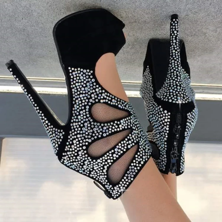 

ASHIOFU Handmade New Ladies High Heel Sandals Crystals Party Prom Summer Shoes Peep-toe Sexy Stripper Club Fashion Sandals Shoes