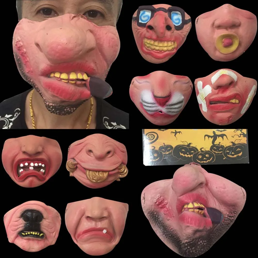 Смешная и страшная латексная маска клоуна на половину лица Вечерние Маски для