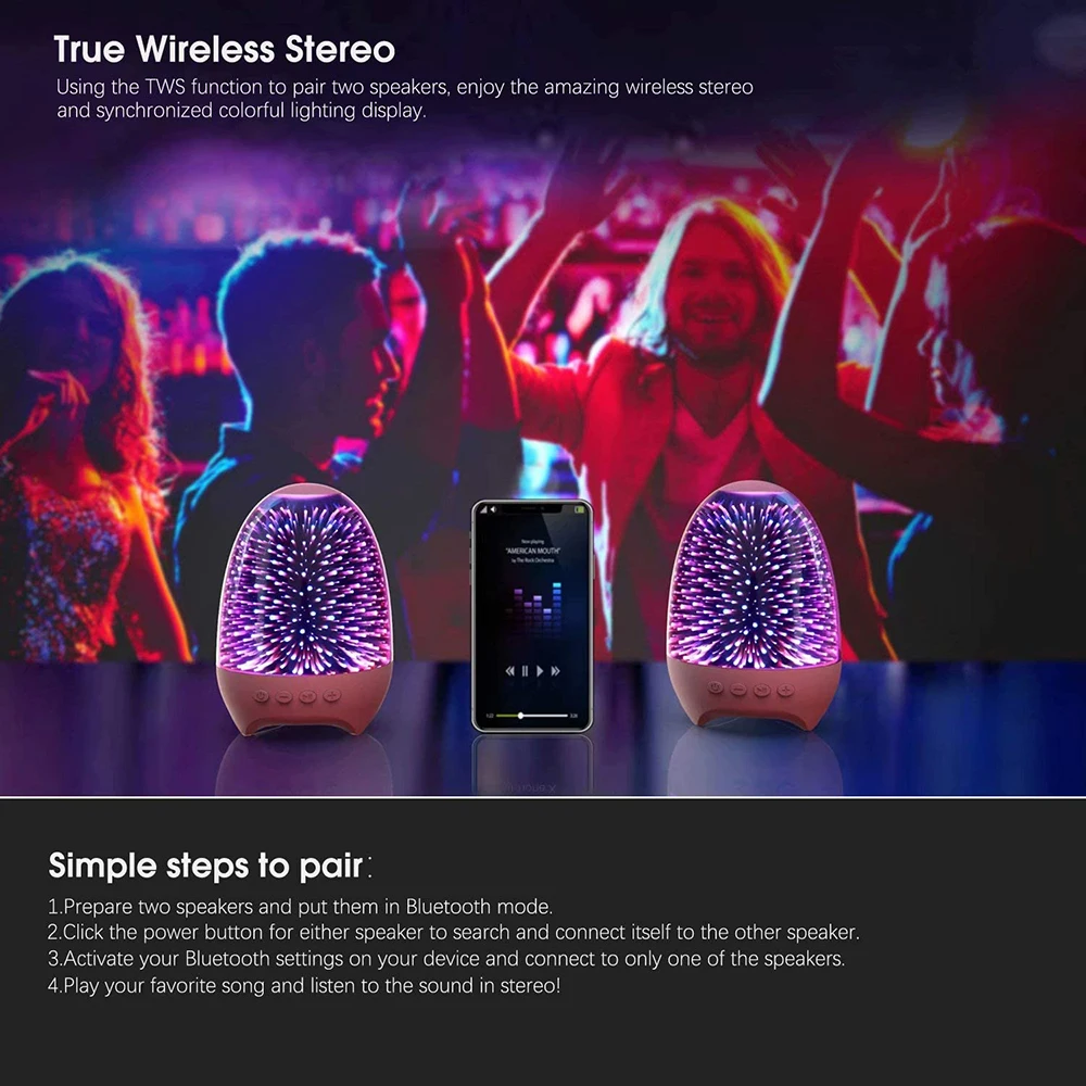 Ночной светильник Bluetooth Динамик 3D Стекло прикроватная настольная лампа Цвет