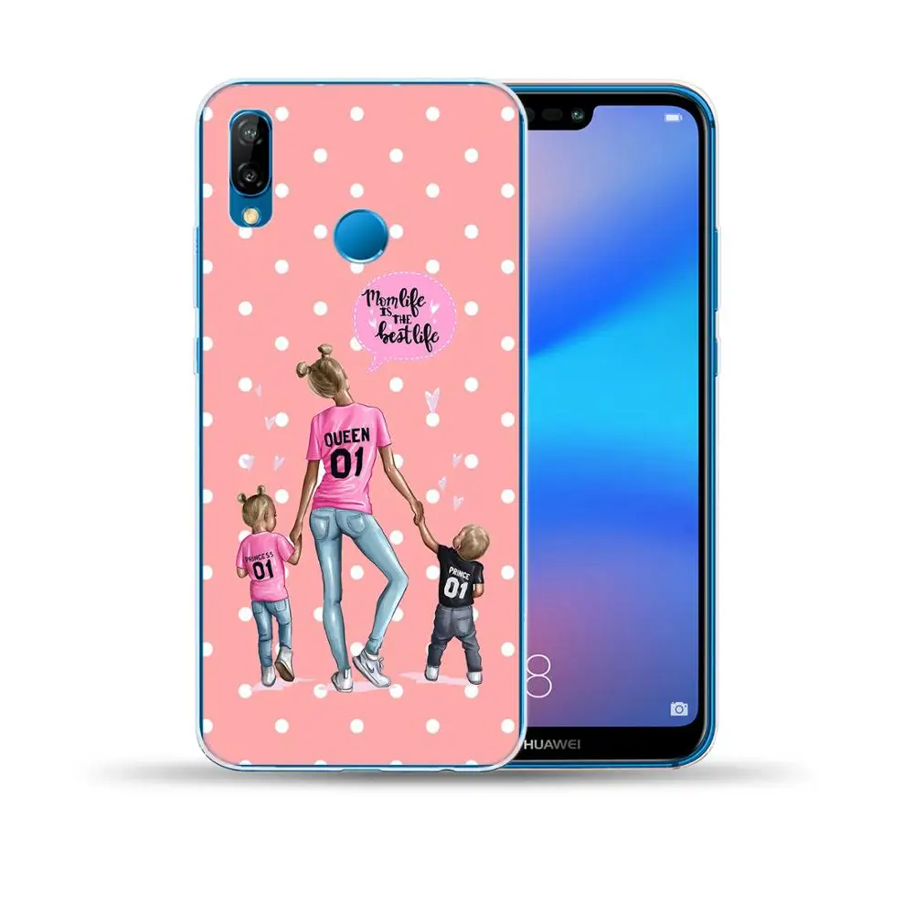 Super Mama Girl Mom Boy Baby Silicone Case Cover For Coque Huawei P10 P20 P30 Lite Pro P8 2017 Nova 5I 4 3I 3 Y9 2018 2019 | Мобильные