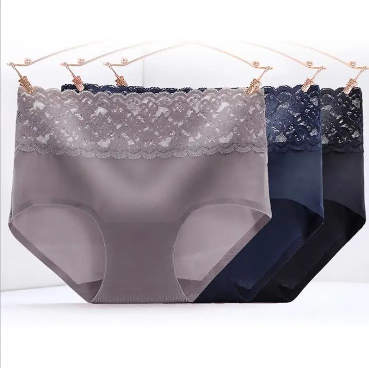 Пикантное женское нижнее белье цельные бесшовные кружевные трусы средней длины
