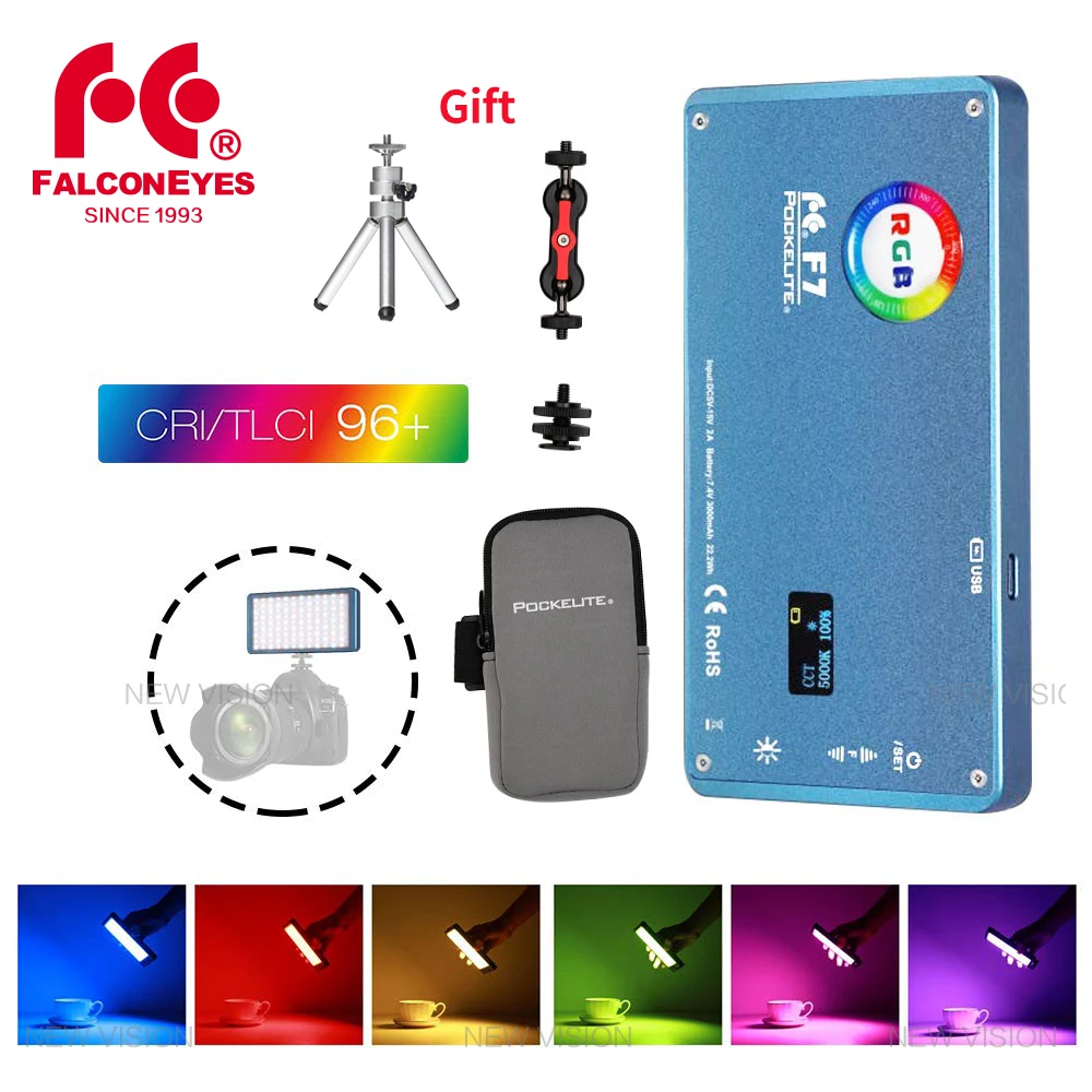 FalconEyes F7 12W RGB светодиодный мини-карманный светильник для камеры магнитный с 18 режимом спецэффектов портативный для видео/фото фотографии
