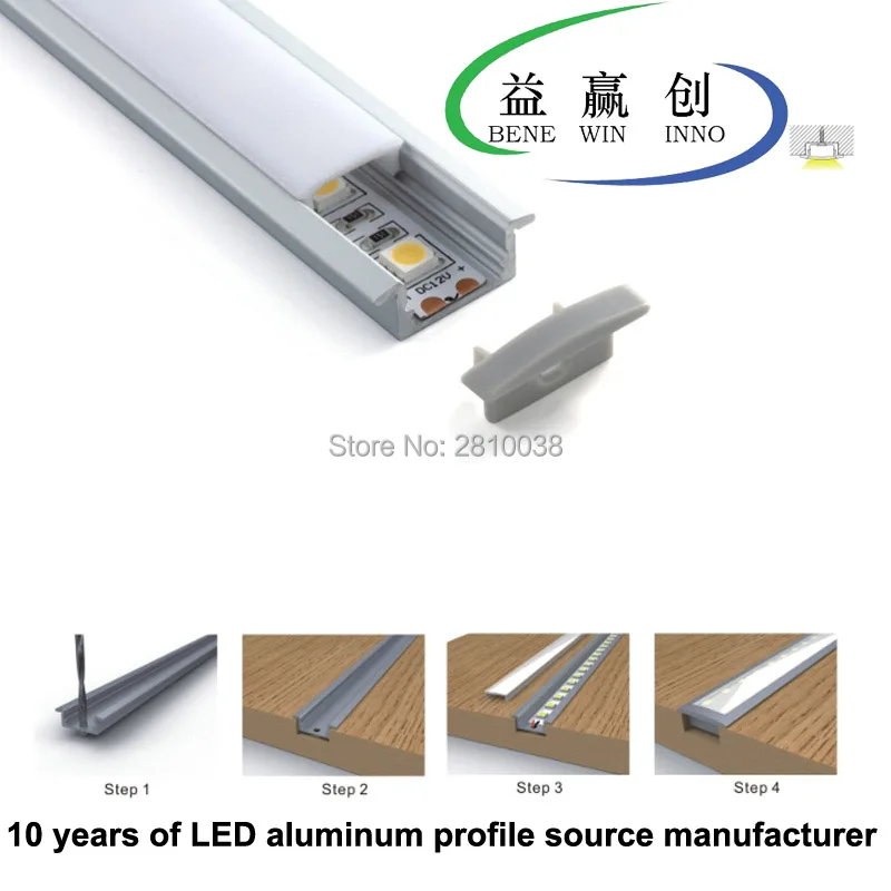 10 X 1M Sets/Lot T type Anodized Linear led light and kitchen led lamp cabinet led lamp for recessed floor or wall lights