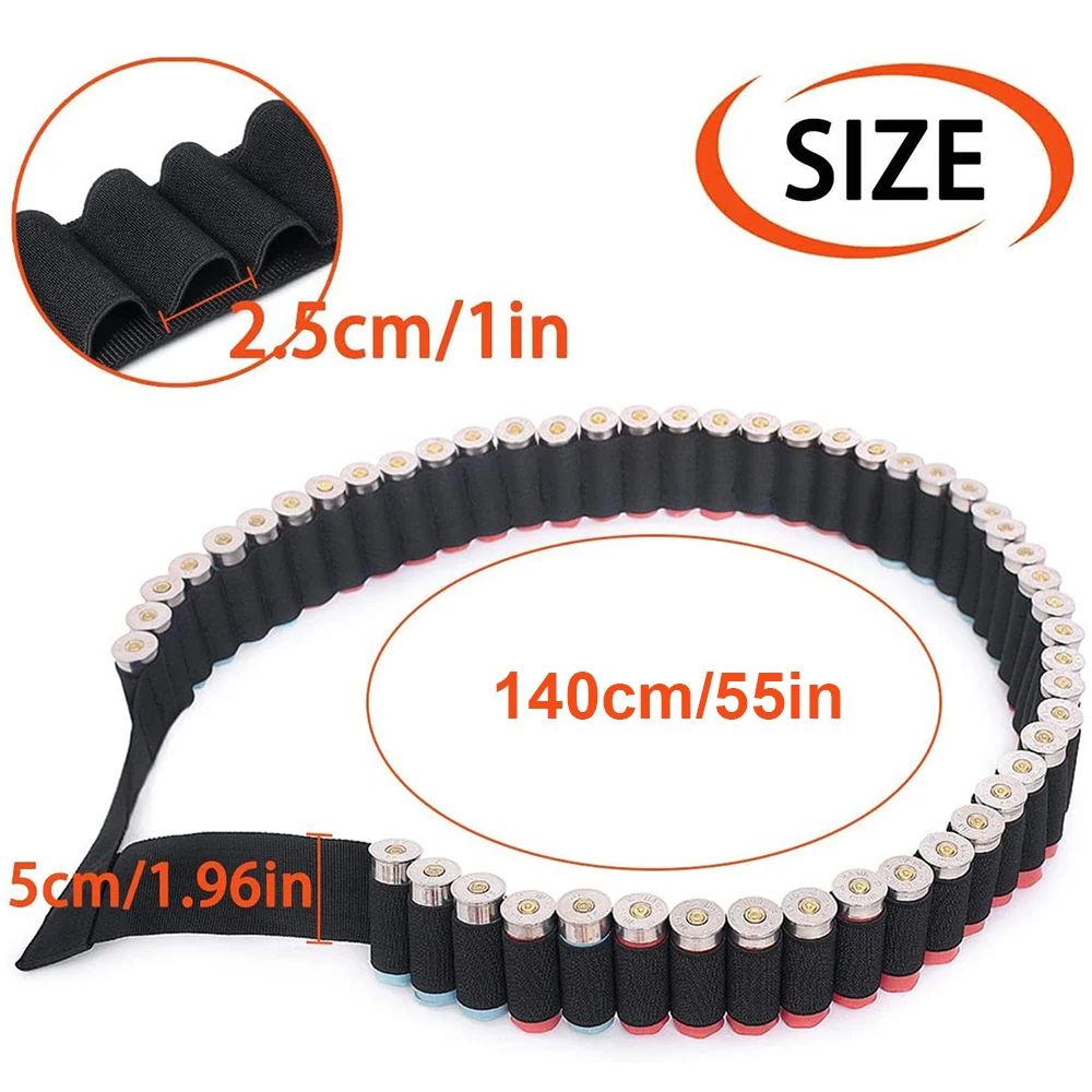 50 Rounds Shotgun Shell Holder Bandolier Belt 12/20GA Tactical Hunting Ammo Carrier Adjustable Rifle Gun Cartridge |