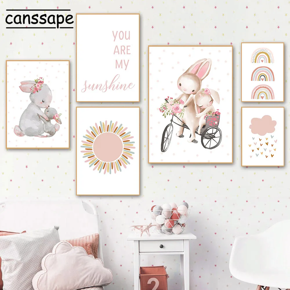 Кролик Художественная печать на холсте Детские Носки с рисунком кролика плакат